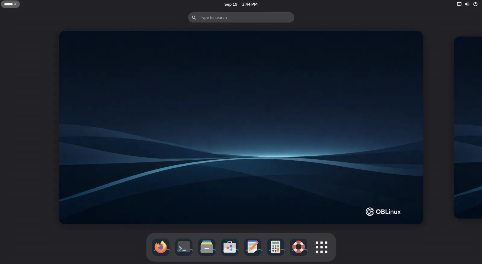 OBLinux Debian Edition desktop screenshot